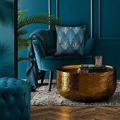 Blue & Gold Modern Fan Design クッション