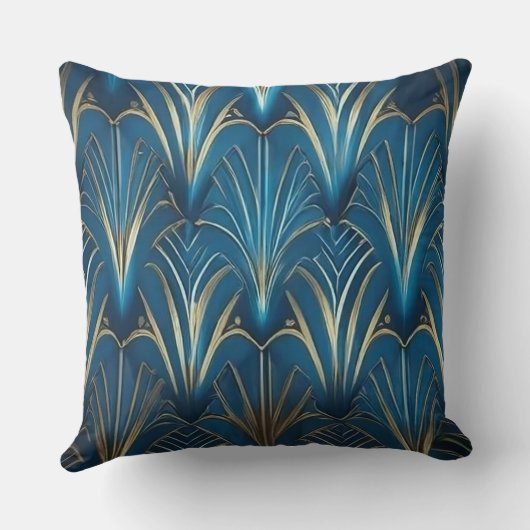 Blue & Gold Modern Fan Design クッション (裏面)
