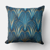 Blue & Gold Modern Fan Design クッション (正面)