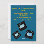 Blue Gold Modern Photo Class Graduation Invitation シーズンカード (裏面)