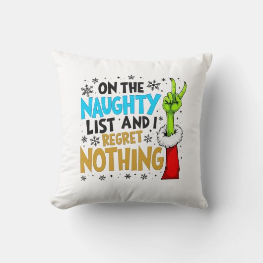 Blue & Gold Naughty List Christmas Creature Design クッション (正面)