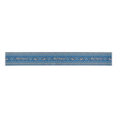 Blue Gold Nordic Script Christmas Ribbon グログランリボン (正面)