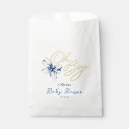 Blue & Gold “Oh Boy” Floral Typography Baby Shower フェイバーバッグ
