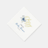 Blue & Gold “Oh Boy” Gold Typography Baby Shower スタンダードカクテルナプキン (角)