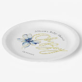 Blue & Gold “Oh Boy” Gold Typography Baby Shower ペーパープレート (アングル)