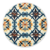 Blue Gold Orange and Brown Pattern  セラミックノブ (正面)