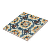 Blue Gold Orange and Brown Pattern Ceramic Tile タイル (側面)