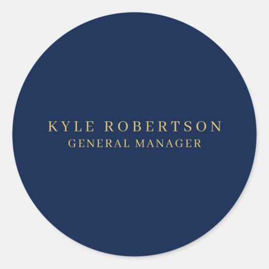 Blue Gold Professional Trendy Own Name ラウンドシール (正面)