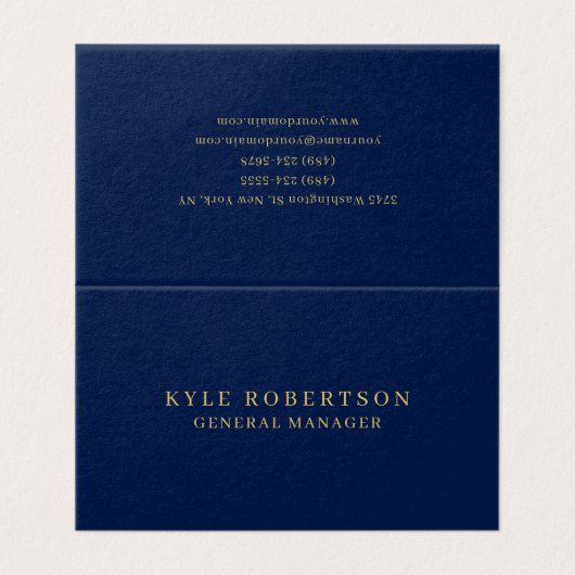 Blue Gold Professional Trendy Own Name 名刺 (外部フラット)