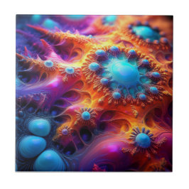 Blue Gold & Purple Psychedelic Fractal タイル