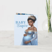 Blue & Gold Royal Baby Shower African American Mom サンキューカード (裏面)