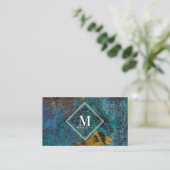 Blue Gold Rust Metallic Texture Monogram Initial 名刺 (スタンド正面)