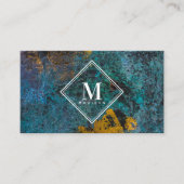 Blue Gold Rust Metallic Texture Monogram Initial 名刺 (正面)