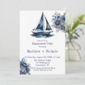Blue & Gold Sailboat Nautical Engagement Party 招待状 (スタンド正面)