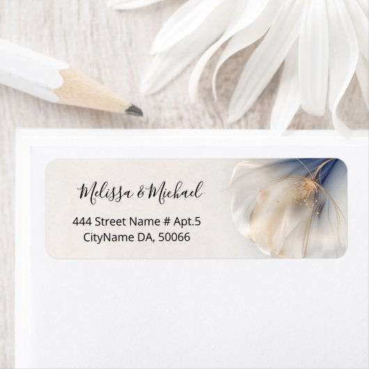 Blue Gold Smokey Flower |  Wedding ラベル (インサイチュ)