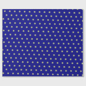 Blue & Gold Star Pattern  ラッピングペーパー (フラット)