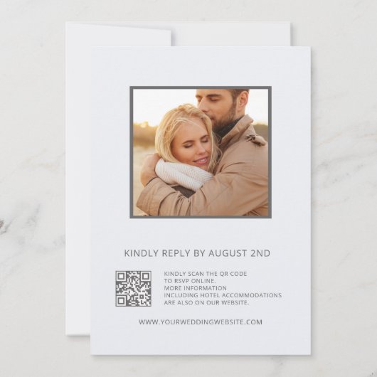 Blue Gold  Styleized Flowers Minimalist 招待状 (裏面)