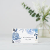 Blue Gold Watercolor Flowers 名刺 (スタンド正面)