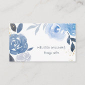 Blue Gold Watercolor Flowers 名刺 (正面)