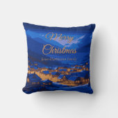 Blue Gold Winter Village Family Christmas  クッション (正面)