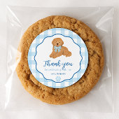 Blue Golden Doodle Puppy Pawty Birthday Favor ラウンドシール
