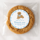 Blue Golden Retriever Birthday Thank You Favor ラウンドシール