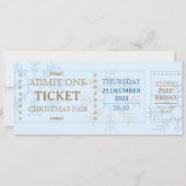 Blue & Golden Simple Fair Christmas Ticket 招待状 (正面)