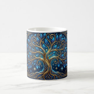 Blue Golden Tree Art Coffee Mug | Aesthetic Nature コーヒーマグカップ