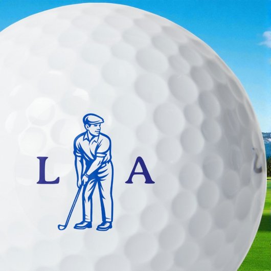 Blue Golfer Icon with Serif Initials  ゴルフボール