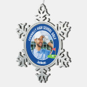 Blue Golfer Photo High School Golf Team スノーフレークピューターオーナメント (右)