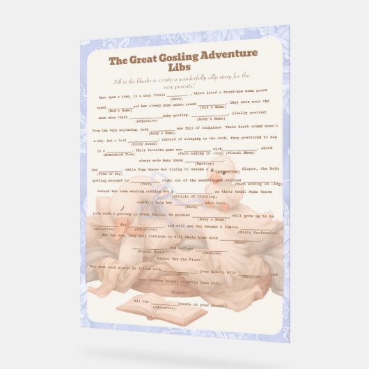 Blue Goose Libs Baby Shower Group game Acrylic  アクリルサイン (傾斜)