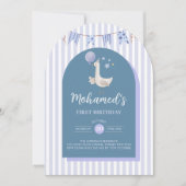 Blue Goose Personalized First Birthday Invitation 招待状 (正面)