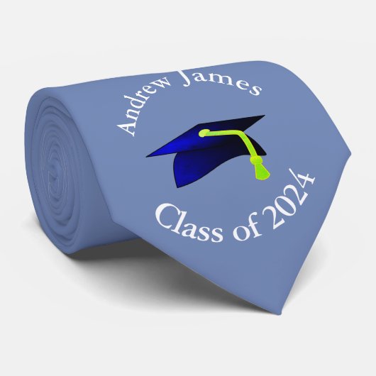 blue grad cap - 2024年クラス – お名前 ネクタイ (ロール)
