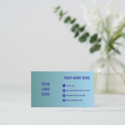 Blue Gradient Minimal Logo Business Card 名刺 (スタンド正面)
