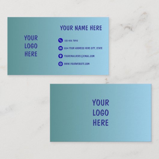 Blue Gradient Minimal Logo Business Card 名刺 (正面/裏面)