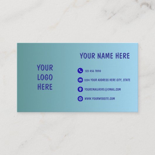 Blue Gradient Minimal Logo Business Card 名刺 (正面)