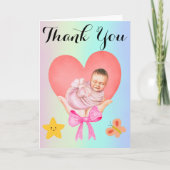 Blue Gradient Newborn Card | Hands Holding Baby サンキューカード (正面)