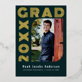 Blue Graduate Foil卒業写真のお知らせ 箔招待状 (正面)