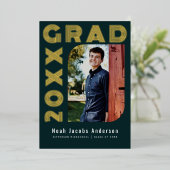 Blue Graduate Foil卒業写真のお知らせ 箔招待状 (立ち正面)