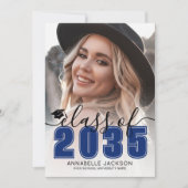 Blue Graduate Photo Graduation 案内状 (正面)