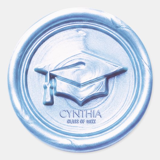 Blue Graduation Cap  Wax Seal ラウンドシール (正面)