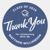 Blue Graduation Script はっきりした Capありがとうござミニマルう ラウンドシール (正面)