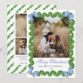 Blue Grandmillennial Family Photo Christmas Card 招待状 (正面/裏面)