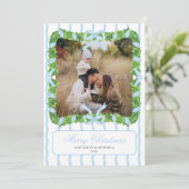 Blue Grandmillennial Photo Christmas Card 招待状 (スタンド正面)