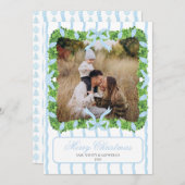 Blue Grandmillennial Photo Christmas Card 招待状 (正面/裏面)