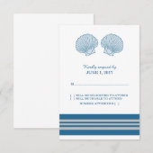 Blue Gray 航海の Seashells応答カード 出欠カード (正面/裏面)