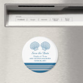 Blue Gray 航海の Seashells日付磁石を保存 マグネット (インサイチュ (食洗機))