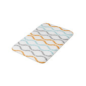 Blue, gray and orange funky stripes pattern バスマット (アングル)