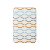 Blue, gray and orange funky stripes pattern バスマット (正面縦)