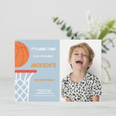 Blue Gray Background Basketball Invitations photo 招待状 (スタンド正面)